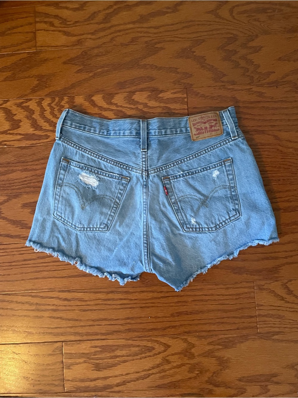Levi's 501 Women's Light Blue Distressed Denim Cutoff Shorts
